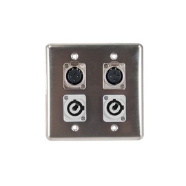 Elite Core Quad Wall Plate w/2 Power on B and 2 XLR Female Connections Q-4-2PCB2XF