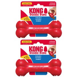 KONG Goodie Bone Small 2 Pack - Classic Durable Natural Rubber Dog Bone- Treat Dispensing - Red - for Small Dogs (2 Pack)