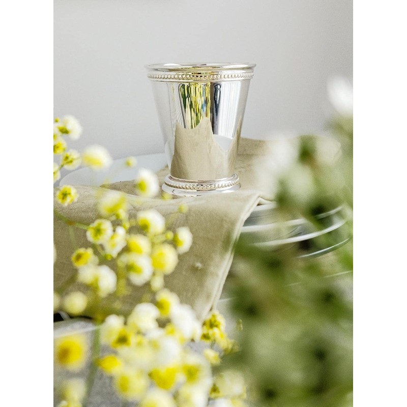 ED3005 Goblet-Shaped Vase with Pearl Motif / Silver Plated /