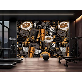 TUNDJ - Gym Mural Wallpaper Dark Graffiti Wall Mural for Club Fitness Room Decoration（Not Peel and Stick）