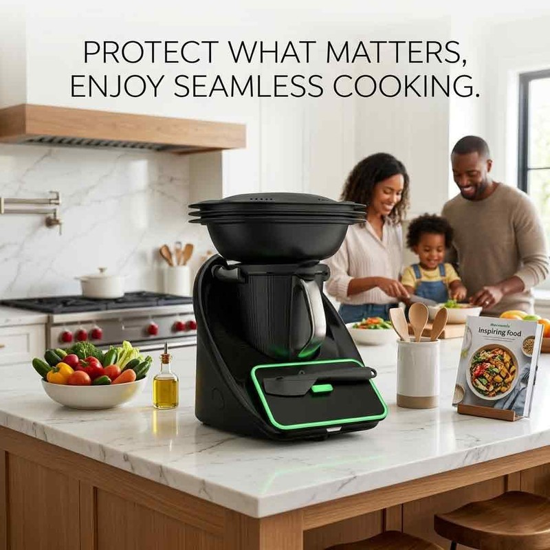 Display Cover and Scraper Holder for Thermomix TM7, Protects Screen