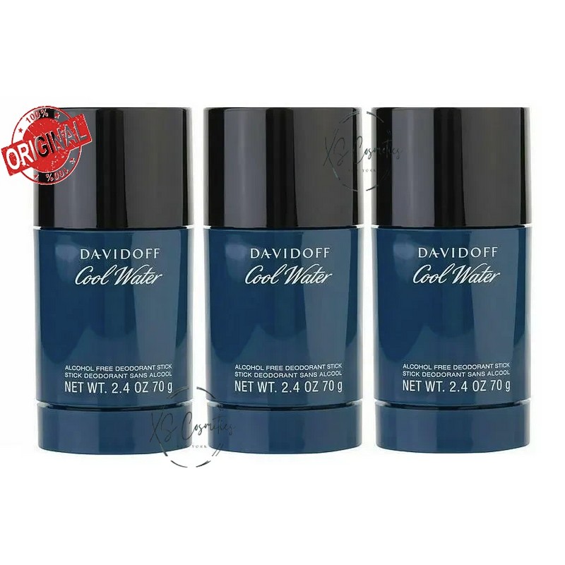 3 X Davidoff Cool Water ALCOHOL FREE Men Deodorant Stick
