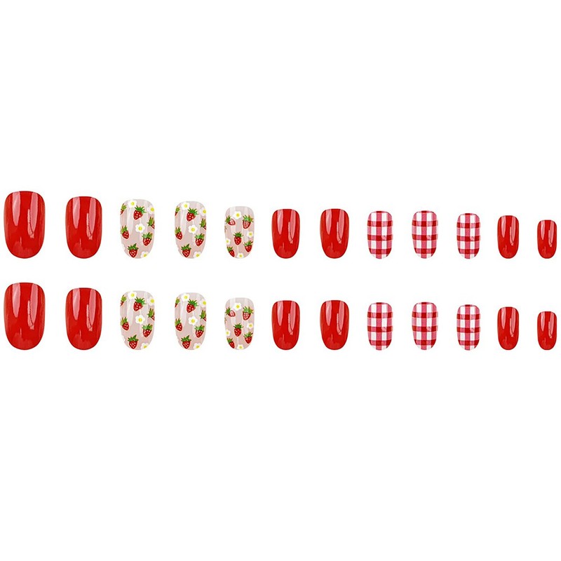 Christmas Press on Nails Short Almond OFDNE Fake Nails False