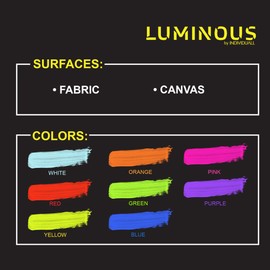 Pintura UV para tela luminosa y textil – Juego de 8 pinturas textiles neón negro brillante – Colores fluorescentes para ropa – Pintura de tela brillante vibrante – 8 x 20 ml / 8 fl oz