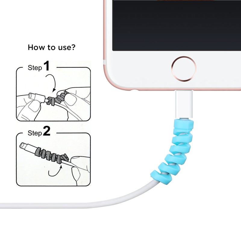 Jetec 24 Pcs Charger Cable Protector,Silicone Flexible Cable Saver,Spiral USB