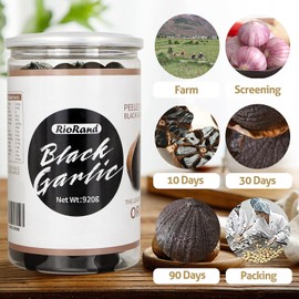 RioRand Black Garlic Whole & Peeled 90-Day Fermented No Added Preservatives Ready to Eat for Snacks & Cooking 920g&2.03 Lbs