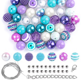 Framendino, 50 Pack Chunky Bubblegum Beads 20mm Round Acrylic Spacer Beads Large Jumbo Plastic Beads Pen Beads Candy Loose Beads for DIY Jewelry Making