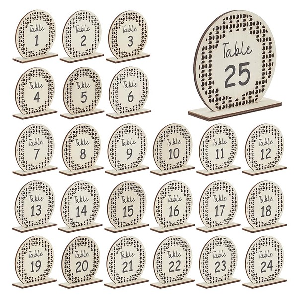 PH PandaHall 25 Sets Wooden Wedding Table Number, 1-25 Table
