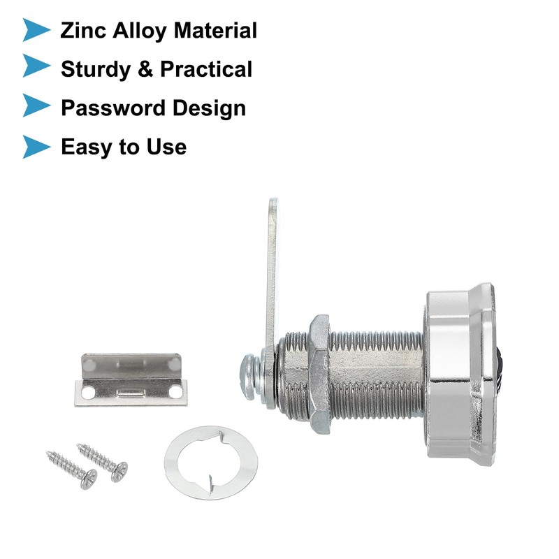 PATIKIL 組み合わせカムロック 亜鉛合金 キーレス 3桁パスワード ファイルキャビネットロック 1-3/16" シリンダー クロム仕上げ セキュリティロック
