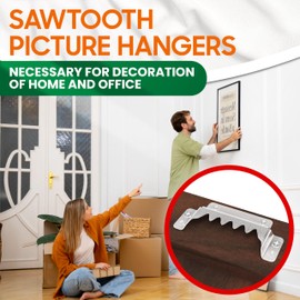 [Premium] 25 Pack 70mm Sawtooth Picture Hangers with 0.6” Screws, Heavy-Duty Steel,300LBS Load-Bearing Capacity,Picture Hanging for Wall Mounting of Artwork, Wooden Frames,Home Decoration(Silver)