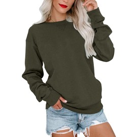 BeadChica Womens Casual Crewneck Sweatshirt Long Sleeve Tops Cute Pullover Loose Fit-Solid-XXL