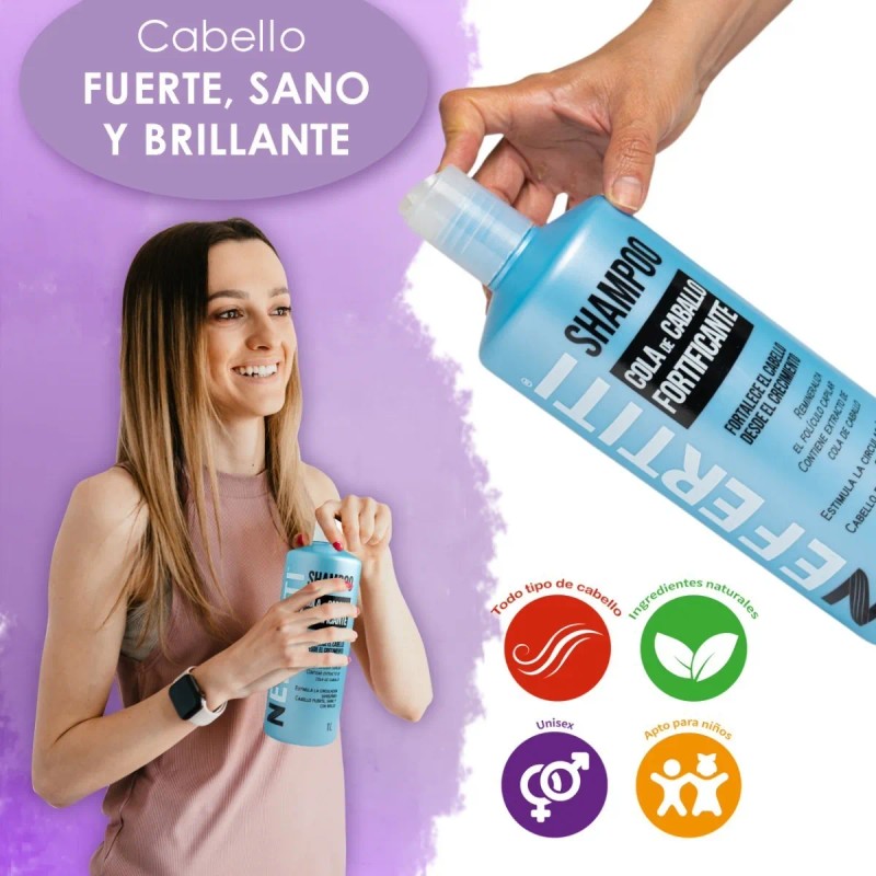 Shampoo Cola De Caballo Para Crecimiento Nefertiti De 1 Lt