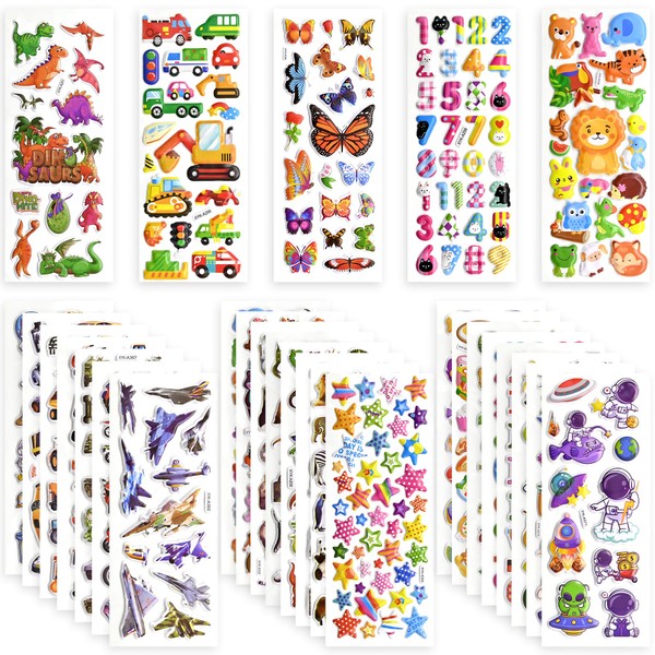 511PCS Puffy Stickers for Kids, 28 Sheets 3D Foam with