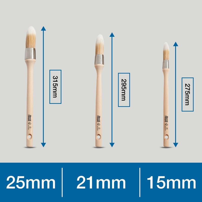 Harris Trade Round Sash Brushes 3 Pack, Brown