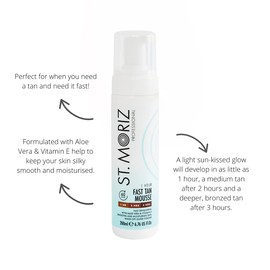 ST. MORIZ St. Moriz Professional 1 Hour Fast Self Tanner Mousse with Tanning Mitt Bundle - Light to Dark - 200ml - Sunless Instant, Express Self Tanning Foam for Golden, Natural Looking Fake Tan - Aloe Vera