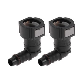 FUELHOOD 5/16" Fuel Line Quick Connector ID Hose for 3/8" SAE Male Connector Female to Barb 90 Degree Quick Adapter Seal Fittings Plastic Black Grey 2 Pcs