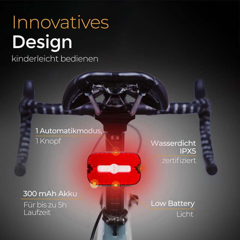 LICHTMEISTER® Rear Light Bicycle with Reflector and Brake Light Function