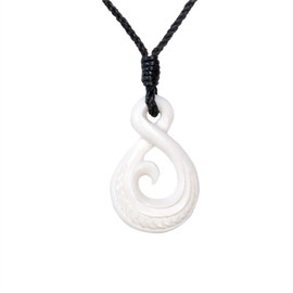 81stgeneration Women's Men's Hand Carved Bone Maori Small Pikorua Koru Spiral Pendant Necklace