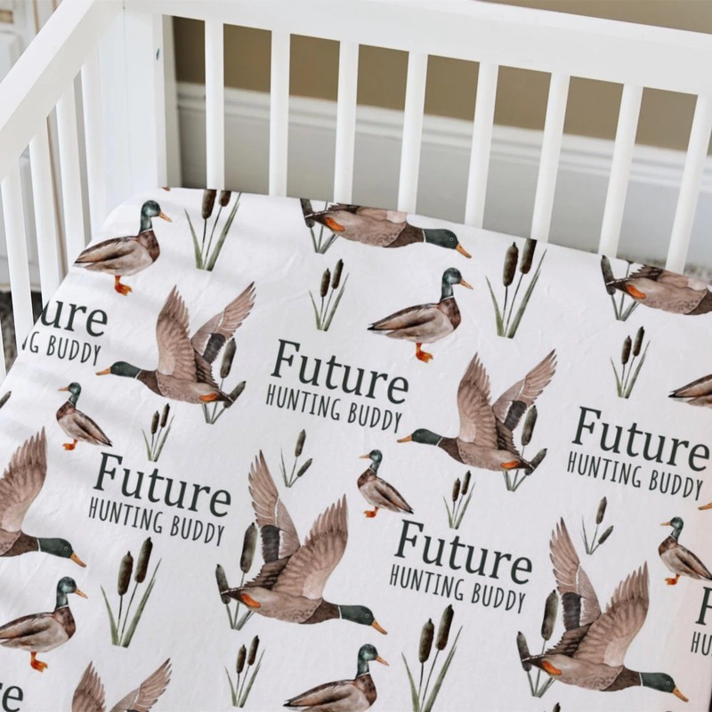 HawSkgFub Future Duck Hunting Buddy Fitted Standard Crib Sheet for