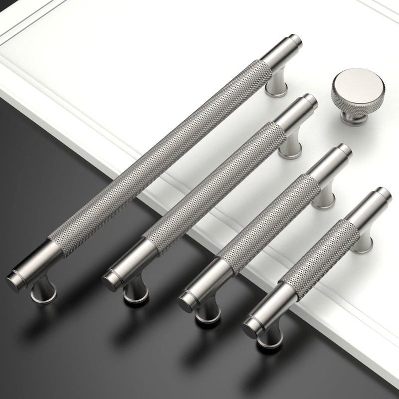 ROMATEE 10Pack Brushed Satin Nickel Cabinet Pull,5 Inch(128mm) Hole Centers