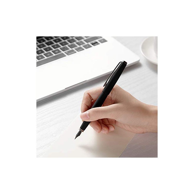 Hong Dian 517D - Pluma estilográfica, color negro mate, Punta