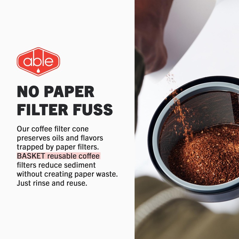 Able Brewing - Able Basket Reusable Coffee Filters, Single-Layer Coffee
