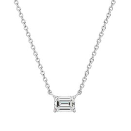 GILDED 0.5 CTTW Lab-Grown Diamond Solitaire Pendant| Emerald Cut Sterling Silver, 18" Chain, Tarnish-Resistant, Ethical Jewelry, Gift-Ready for Women