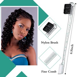 Geiserailie Geiserailie 3 Pcs Slick Back Hair Brush Set Bristle Brush Edge Control Teasing Comb for Women Black Hair(Clear Green)