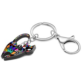 YINYA Acrylic Cartoon Kitten Cat Keychain Pets Gifts for Cat Lovers Women Girls Car Key Keyring Purse Party Favors (Darkness)