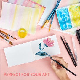 int!rend Watercolour Paper DIN A6 300gsm - 60 White Glued Painting Paper + Water Tank Brush - Premium Water Colour Postcards Pad