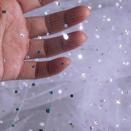 SHAYUAN - Rollos de tela de tul con purpurina de 54 x 10 yardas para bodas, cumpleaños, fiestas de baby shower, decoración de tutú de tul, cintas para manualidades, manualidades, color blanco