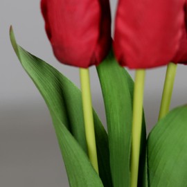 DPI Artificial Tulips Natural Touch in Bunch Height 35 cm Red Green Artificial Flowers