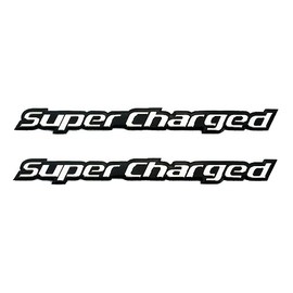 BETAM 2Pack Supercharged Emblem 3D Aluminum Sticker Decal Nameplate Badge Fit for Universal SUV Truck Car (Black)