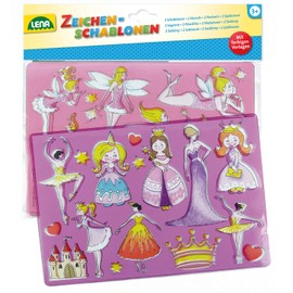 SIMM Spielwaren Lena 65766 2 Drawing Templates Fairies and Princesses, approx. 26 x 19 cm