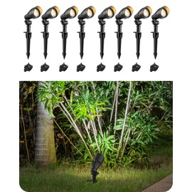 EDISHINE Low Voltage Landscape Lights, 3.2W 12V ACDC 240LM Low Voltage Spotlight, CRI 80 & Beam Angle 35°, 3000K, Aluminum Housing Outdoor Landscape Lighting for Trees, Yard, Garden, Houese 8 Pack
