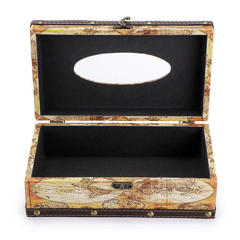 Sumnacon Retro Tissue Box Holder , Tissue Organizer Rectangular Wooden