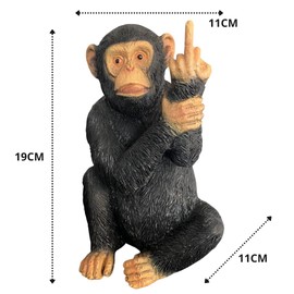 RP Medium Resin Rude Monkey Ornament 19cm Statue Sculpture Figurine Gift Home Decoration Black