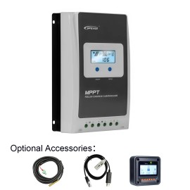 40A MPPT Solar Panel Controller 12V 24V Auto Max PV Voc. 100V With Meter MT50 USB to RS485 Cable Remote Temp.Sensor for Off GridRated Voltage: 12V 24V Auto, Maximum Current: 40A-Tracer4210AN+MT50+Temp.Sensor+USB