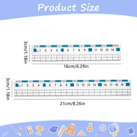 Straight Rulers Plastic Ruler 2Pcs Transparent Ruler Kit Measuring Tool Drawing for Students Stationery School Kids Children Supplies A8FJSKDC