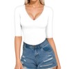 MANGOPOP Half Sleeve Bodysuit V Neck Bodysuit Shirts for Women,