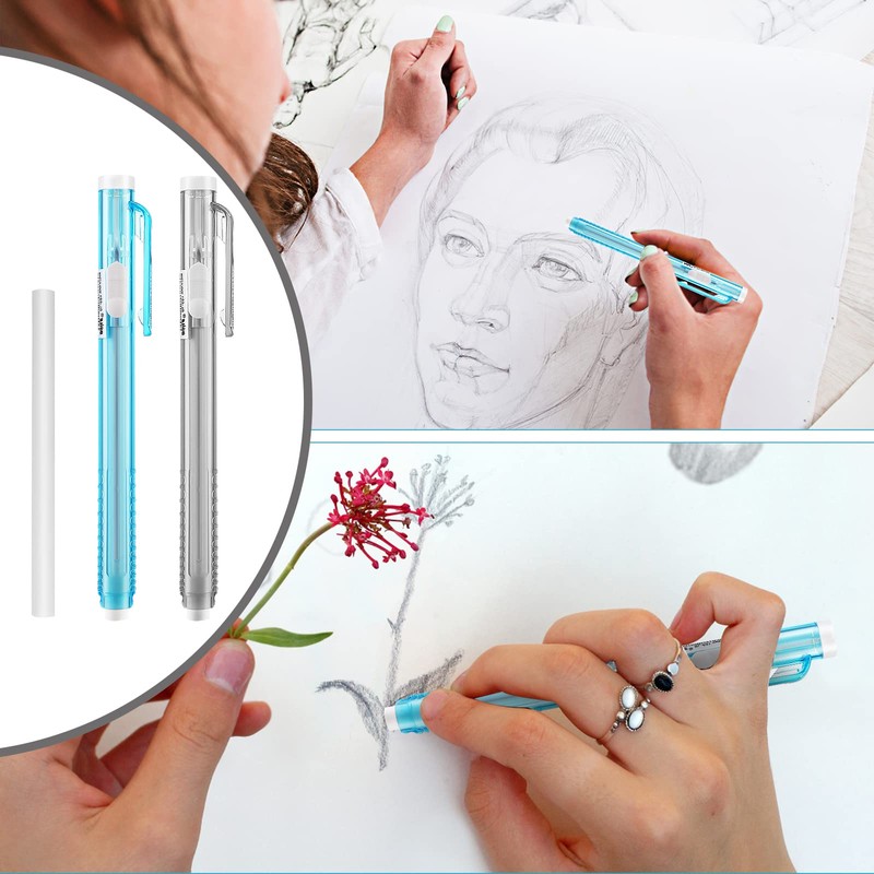 Molain Pen-Style Erasers Set, 2PCS Retractable Mechanical Eraser Pens with