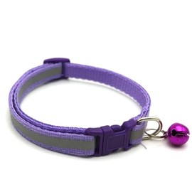 Reflective Cat Collar with Bell Pack of Two Purple (reflective)