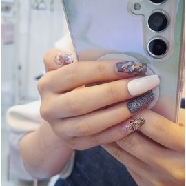 Dark gray version, fall in love with gold, handmade nails - I agree to the required reading (exchange, refund, and shipping) / 다크 그레이버전 골드에빠져봐 수제네일 - 필독사항(교환환불.발송)동의합니다