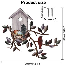 elthmpr Metal Birds Garden Wall Decor, Bird Wall Ornaments Art Outdoor, Wall Hanging Decorations for Garden Indoor Outdoor Home Balcony Living Room