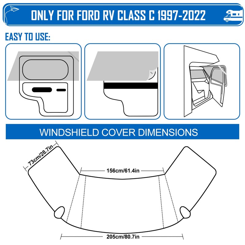 Komsepor RV Windshield Cover Compatible with Ford E450 Class C