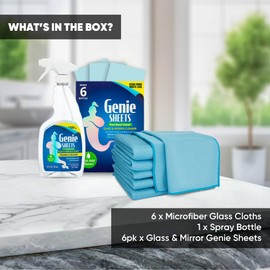 Glass Cleaner and Cloth Kit | Lint-Free Microfiber | Plant-Based Professional-Grade Cleaning Solution Concentrate | Makes Six 24oz Bottles | Comes With Spray Bottle