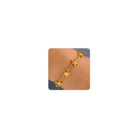 Dabovos Starfish Bracelets for Women 18K Gold Plated Starfish Bracelet Dainty Summer Beach Ocean Bracelet Trendy Boho Statement Adjustable Bracelets