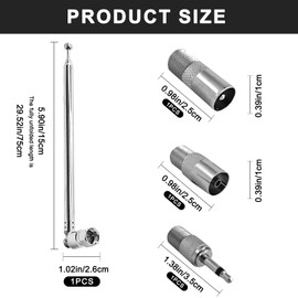 Fm Radio Aerial, Dab Radio Aerial Fm Aerial 75 Ohm Telescopic Indoor Unbalanced Fm Aerial Suitable for Table Top TV Hifi AV Stereo Receiver Mini System