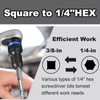 NORTOOLS 3PCS Quick Release Impact Bit Holders 1/4 Hex Converter,1/2-inch,