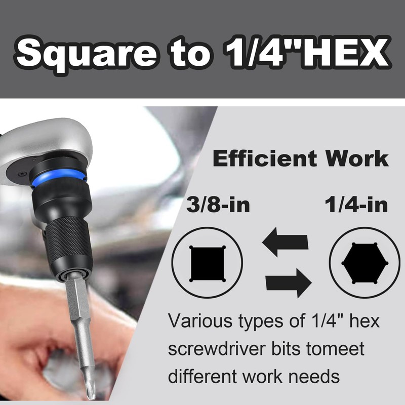 NORTOOLS 3PCS Quick Release Impact Bit Holders 1/4 Hex Converter,1/2-inch,